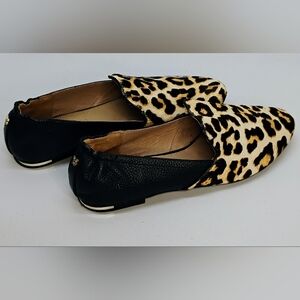 Yosi Samara Ballet Flats Leather Leopard Print Shoes Sz 7 M Women's T-3